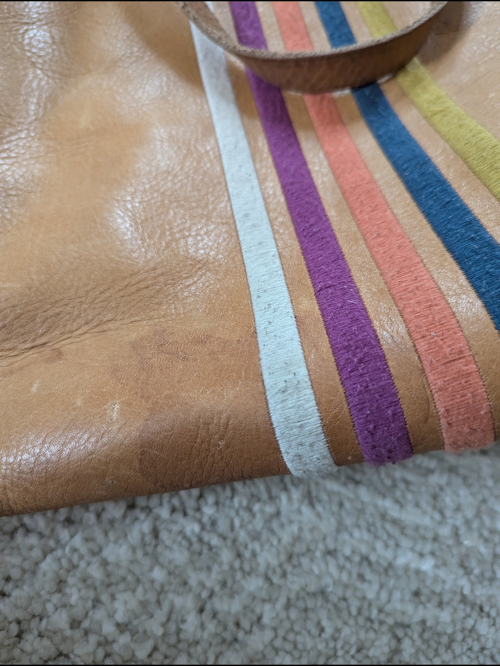 Madewell Leather Tote Bag with Multicolor Stripe - Picture 4 of 6